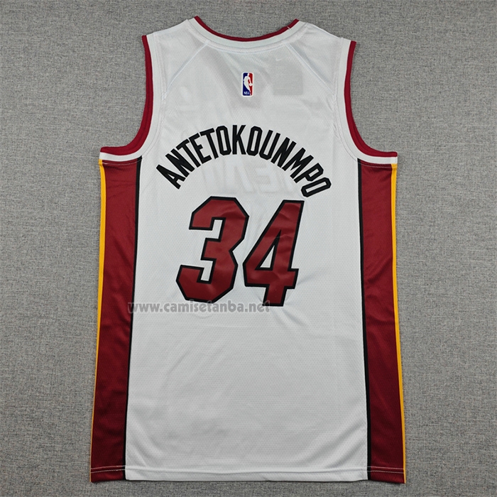 Camiseta Miami Heat Giannis Antetokounmpo NO 34 Association Blanco